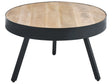 Coffee Table Light Wood Mango Tabletop Tripod Black Metal Base Raised Edges Tabletop Beliani
