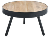 Coffee Table Light Wood Mango Tabletop Tripod Black Metal Base Raised Edges Tabletop Beliani