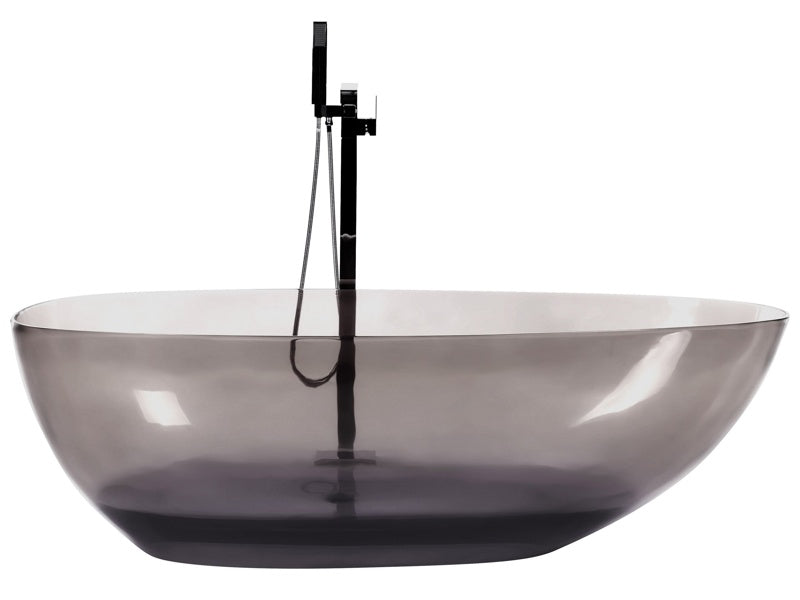 Freestanding Bath Transparent Black Solid Surface 1690 x 780 mm Oval Single Modern Design Beliani