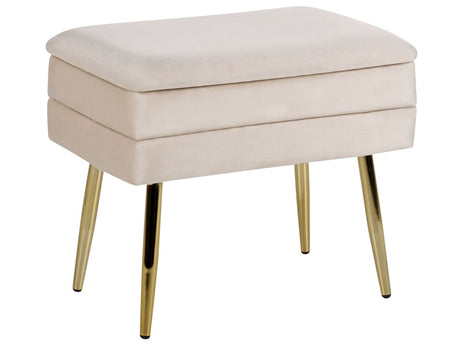 Bedroom Storage Bench Light Beige Polyester Velvet Upholstery Golden Legs Glam Design Solid Colour Living Room Furniture Beliani