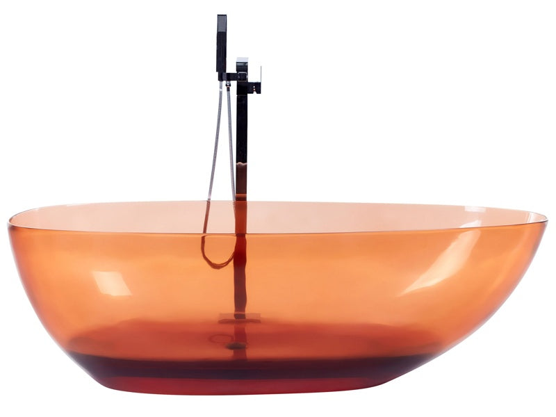 Freestanding Bath Transparent Red Solid Surface 1690 x 780 mm Oval Single Modern Design Beliani