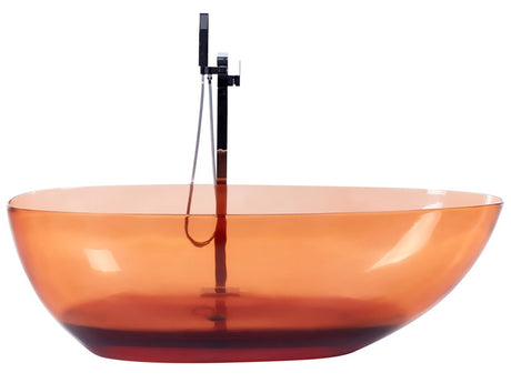 Freestanding Bath Transparent Red Solid Surface 1690 x 780 mm Oval Single Modern Design Beliani