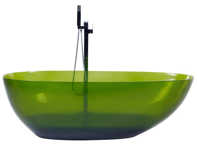 Freestanding Bath Transparent Green Solid Surface 1690 x 780 mm Oval Single Modern Design Beliani