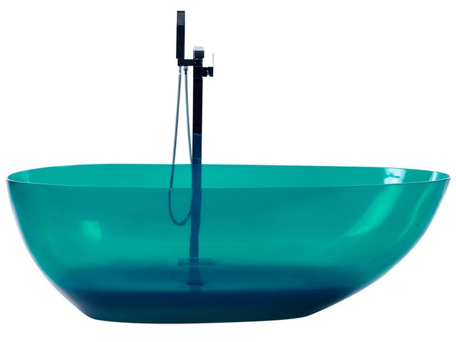 Freestanding Bath Transparent Teal Solid Surface 1690 x 780 mm Oval Single Modern Design Beliani