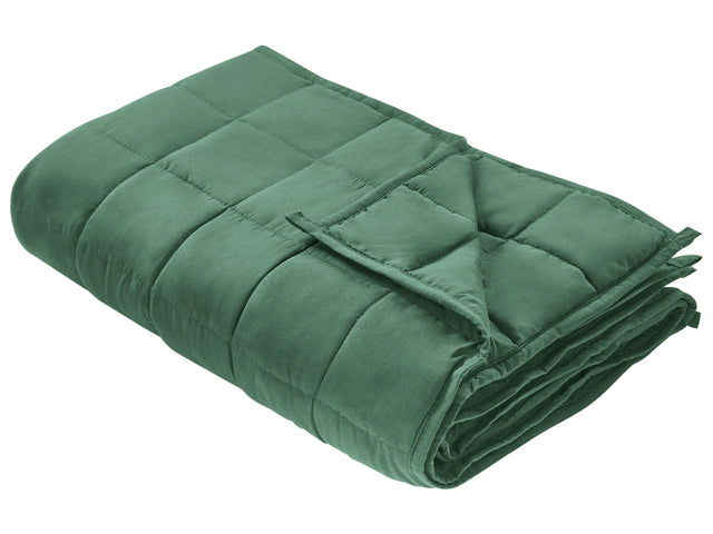 Weighted Blanket Green Polyester Fabric Glass Beads Filling Rectangular 150 x 200 cm 9kg 19.84lb Quilted Beliani