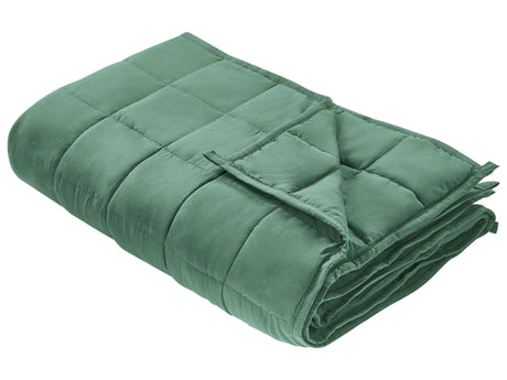 Weighted Blanket Green Polyester Fabric Glass Beads Filling Rectangular 100 x 150 cm 4kg 8.81lb Quilted Beliani