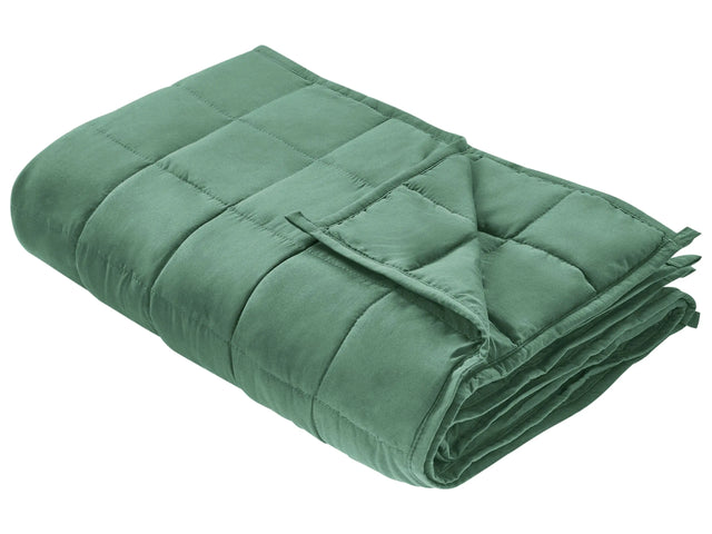 Weighted Blanket Green Polyester Fabric Glass Beads Filling Rectangular 100 x 150 cm 4kg 8.81lb Quilted Beliani