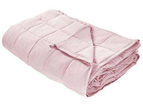 Weighted Blanket Pink Polyester Fabric Glass Beads Filling Rectangular 150 x 200 cm 9kg 19.84lb Quilted Beliani