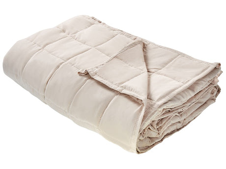 Weighted Blanket Beige Polyester Fabric Glass Beads Filling Rectangular 100 x 150 cm 4kg 8.81lb Quilted Beliani