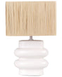 Table Lamp White and Natural Ceramic Paper Pulp Rectangular Shaped Shade Minimalistic Design Beliani