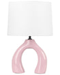 Bordlampe Rosa trommelformet skjerm i keramikk, polyester og bomull Halvrund sokkel Minimalistisk design Beliani