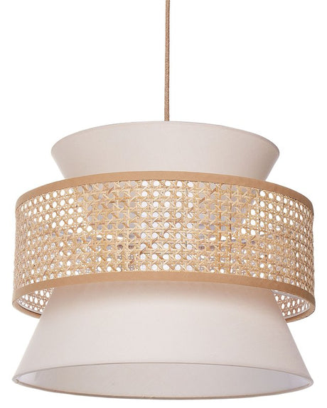 Pendant Lamp Natural Beige Rattan Polyester Shade Boho Lighting Hanging Light Beliani