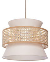 Pendant Lamp Natural Beige Rattan Polyester Shade Boho Lighting Hanging Light Beliani