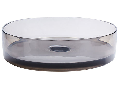 Countertop Wash Basin Black Semi Transparent Solid Surface 360 mm Round Bathroom Sink Beliani