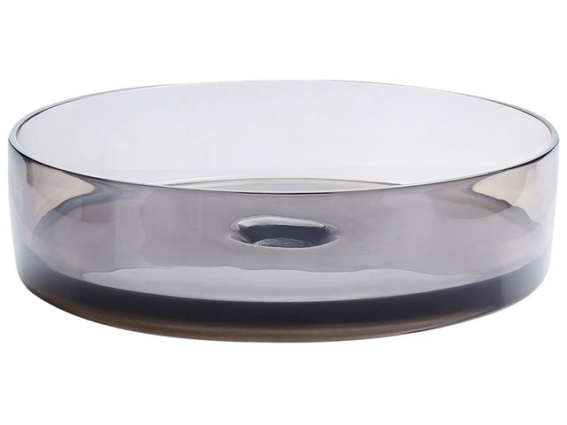 Countertop Wash Basin Black Semi Transparent Solid Surface 360 mm Round Bathroom Sink Beliani