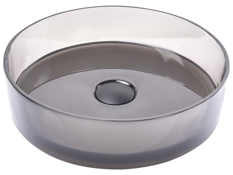 Countertop Wash Basin Black Semi Transparent Solid Surface 360 mm Round Bathroom Sink Beliani
