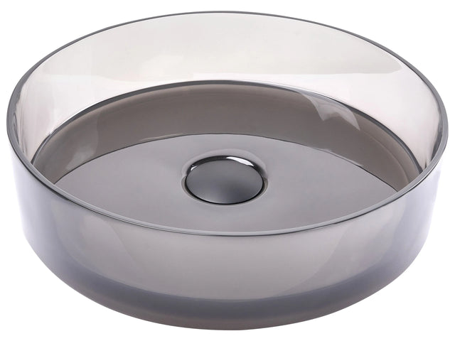 Countertop Wash Basin Black Semi Transparent Solid Surface 360 mm Round Bathroom Sink Beliani