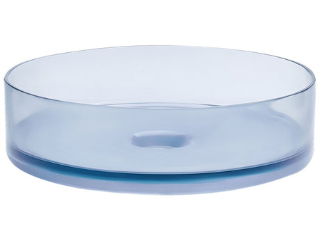 Countertop Wash Basin Blue Solid Surface 360 mm Semi-Transparent Round Bathroom Sink Beliani