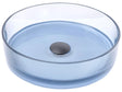 Countertop Wash Basin Blue Solid Surface 360 mm Semi-Transparent Round Bathroom Sink Beliani