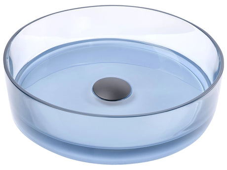 Countertop Wash Basin Blue Solid Surface 360 mm Semi-Transparent Round Bathroom Sink Beliani