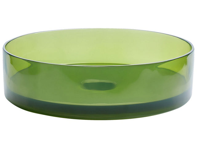 Countertop Wash Basin Green Solid Surface 360 mm Semi-Transparent Round Bathroom Sink Beliani