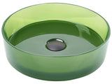 Countertop Wash Basin Green Solid Surface 360 mm Semi-Transparent Round Bathroom Sink Beliani