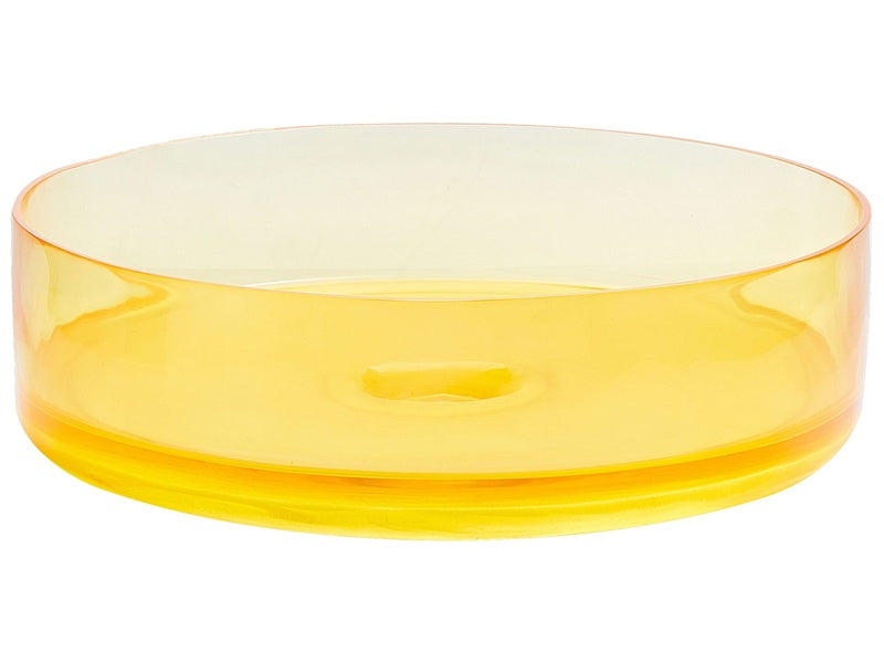 Countertop Wash Basin Yellow Solid Surface 360 mm Semi-Transparent Round Bathroom Sink Beliani