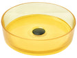 Countertop Wash Basin Yellow Solid Surface 360 mm Semi-Transparent Round Bathroom Sink Beliani