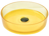 Countertop Wash Basin Yellow Solid Surface 360 mm Semi-Transparent Round Bathroom Sink Beliani