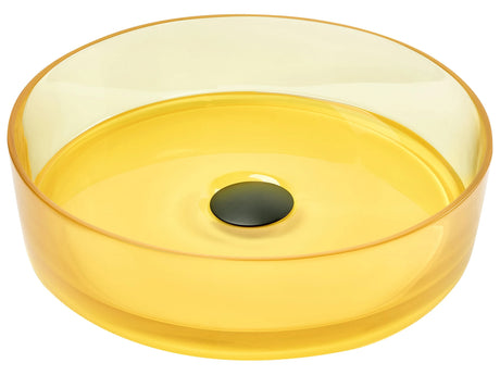 Countertop Wash Basin Yellow Solid Surface 360 mm Semi-Transparent Round Bathroom Sink Beliani