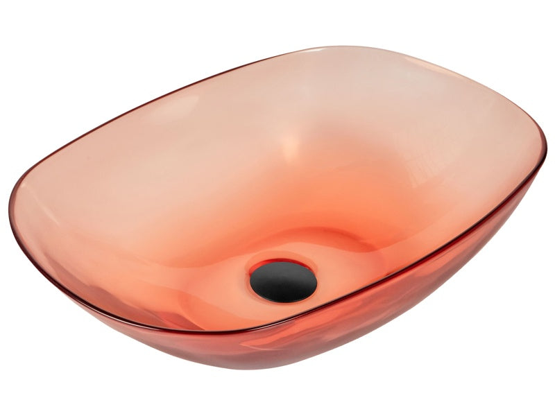 Countertop Wash Basin Red Solid Surface 340 x 360 mm Semi-Transparent Bathroom Sink Beliani