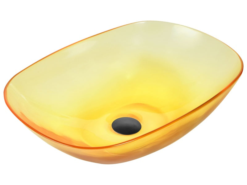 Countertop Wash Basin Yellow Solid Surface 340 x 360 mm Semi-Transparent Bathroom Sink Beliani