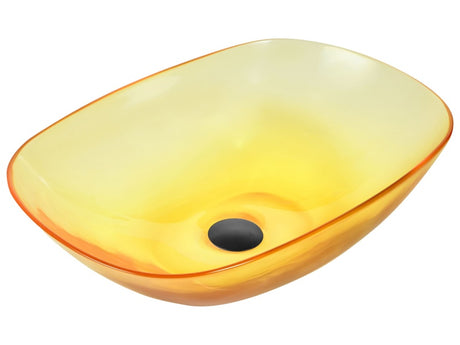 Countertop Wash Basin Yellow Solid Surface 340 x 360 mm Semi-Transparent Bathroom Sink Beliani