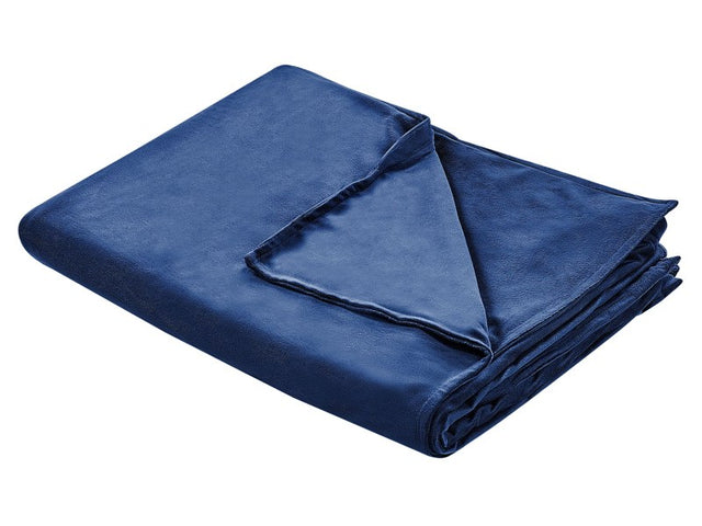 Weighted Blanket Cover Navy Blue Polyester Fabric 135 x 200 cm Solid Pattern Modern Design Bedroom Textile Beliani