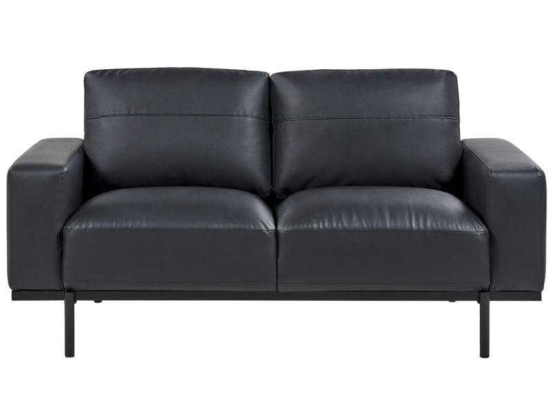 Sofa Black Faux Leather Metal Legs 156 x 87 x 72 cm 2 Seater Classic Couch Settee Living Room Modern Beliani