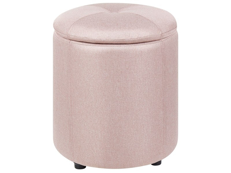 Pouffe Pink Fabric 40 x 38 cm with Storage Stool Glamour Beliani