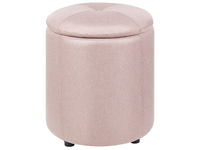 Pouffe Pink Fabric 40 x 38 cm with Storage Stool Glamour Beliani