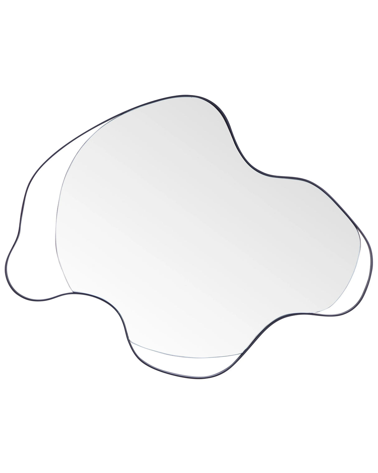 Wall Mirror Black Iron Glass 77 x 59 cm Oval Decorative Hanging Decor Modern Minimalist Living Room Bedroom Hallway Beliani