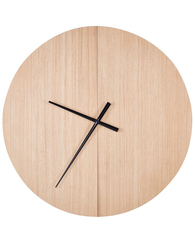 Wall Clock Light Wood MDF Frame 60 cm Painted Finish Round Shape Classic Design Home Accessories Decor Living Room Bedroom Beliani