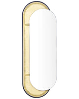 Wall Mirror Light Rattan Black Metal Iron 51 x 143 cm Hanging Home Decor Design Living Room Hallway Bedroom Boho Modern Beliani