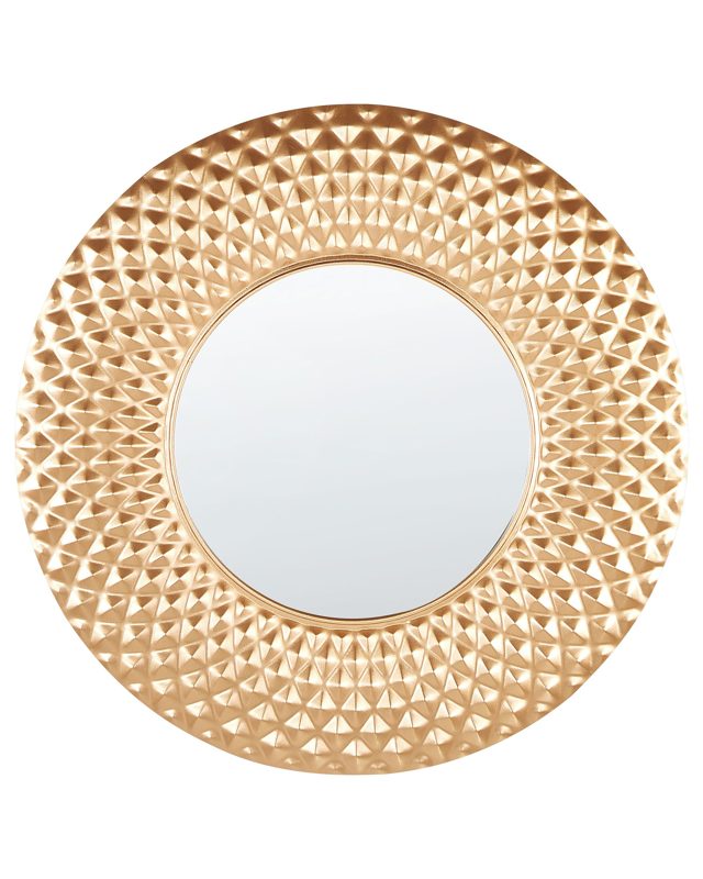 Accent Mirror Gold Metal 60 cm Wall Mounted Hanging Decorative Accessory Modern Glam Living Room Hallway Beliani