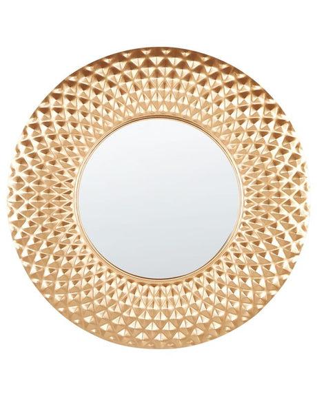 Accent Mirror Gold Metal 60 cm Wall Mounted Hanging Decorative Accessory Modern Glam Living Room Hallway Beliani