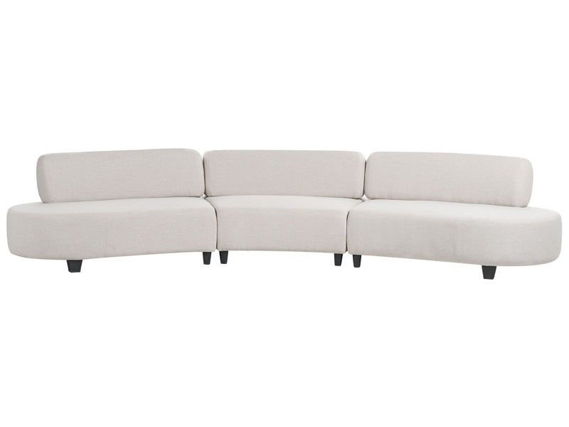 Curved Sofa Grey Linen Upholstery Adjustable Backrests 6 Seater Large Couch Half Round Modern Design Beliani