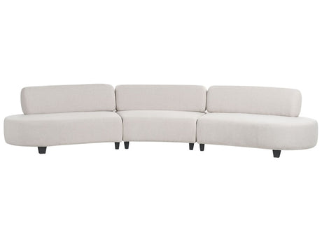 Curved Sofa Grey Linen Upholstery Adjustable Backrests 6 Seater Large Couch Half Round Modern Design Beliani