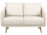 Sofa Beige Fabric 2 Seater Back Cushioned Seat Metal Golden Legs Retro Glam Beliani