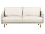 Sofa Beige Polyester 3 Seater Back Cushioned Seat Metal Golden Legs Retro Glam Beliani