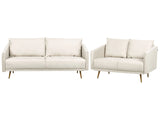 Living Room Set Beige Fabric Back Cushions Metal Golden Legs Retro Glam Beliani