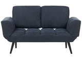 Fabric Sofa Bed Dark Blue Loveseat Adjustable Armrests Living Room Guest Bed Minimalist  Beliani