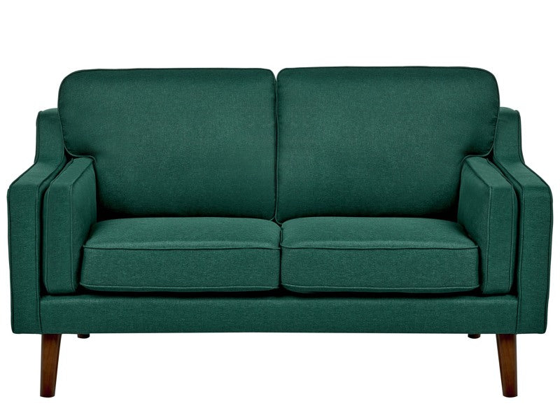 2 Seater Sofa Dark Green Fabric Oak Wood Legs Classic Mid-Century Living Room Beliani