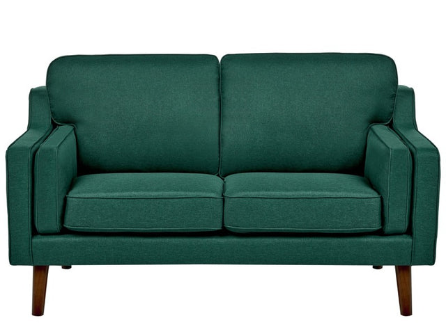 2 Seater Sofa Dark Green Fabric Oak Wood Legs Classic Mid-Century Living Room Beliani